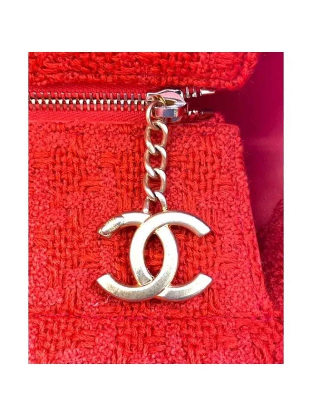 Chanel Tweed Tote Bag Zip Shopping Gold Hardware